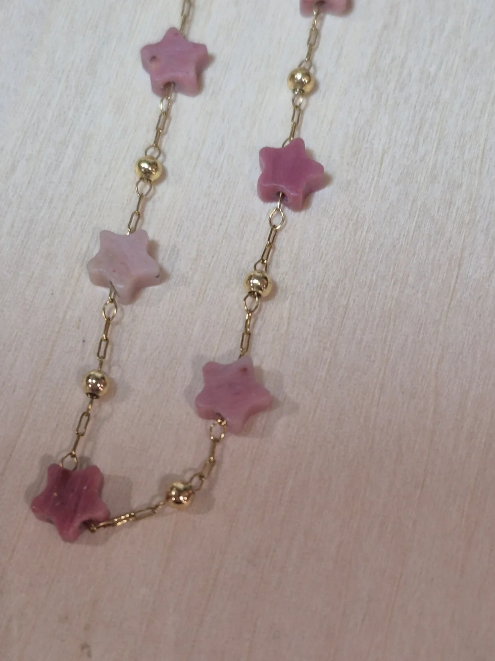 🩷⭐️NEW🩷⭐️ PRETTY!! RHODOCROSITE Micro Paper Clip Natural Stone Star Bracelet